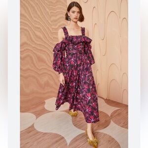 New Ulla Johnson Caprice Floral Print Cotton Midi Dress